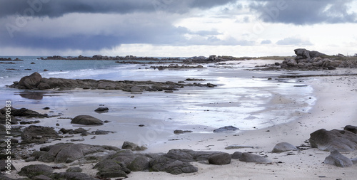 Giant granite stones coastline in Brittany, France