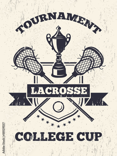 Retro poster of lacrosse theme in sport college