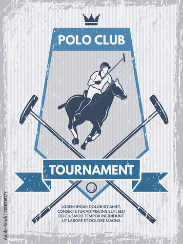 Retro poster of polo club. Vector template with place for your text