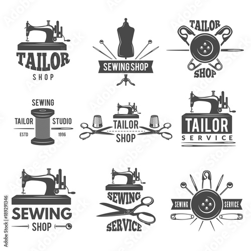 Different labels or logos set for tailor shop