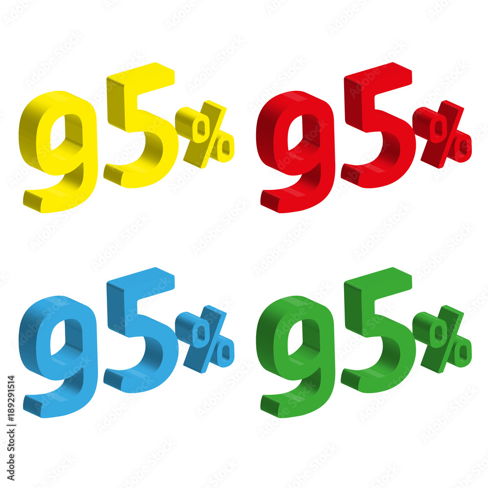 3D 95 percent number set for promotion sale 3D 95 percent number set for promotion sale