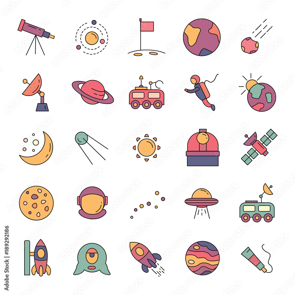 Collection of space objects Royalty Free Vector Image