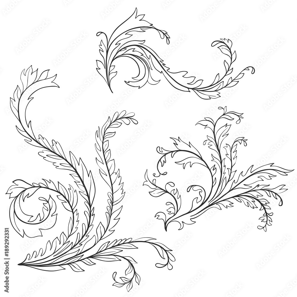 vector baroque pattern elements vector baroque pattern elements