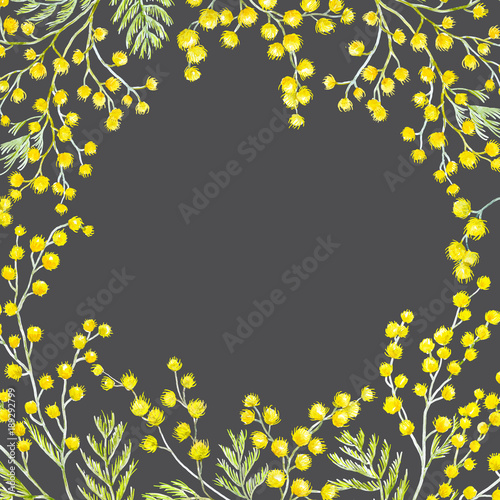 Watercolor mimosa frame