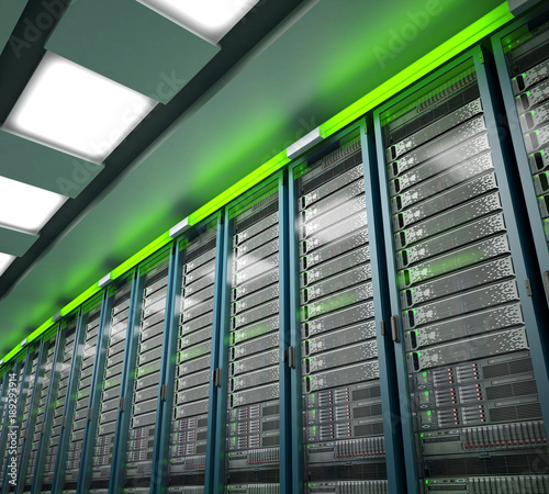 Modern datacenter. Cloud computing. 3d rendering