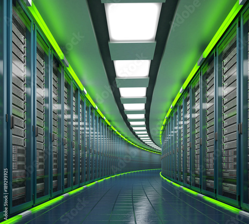 Modern datacenter. Cloud computing. 3d rendering