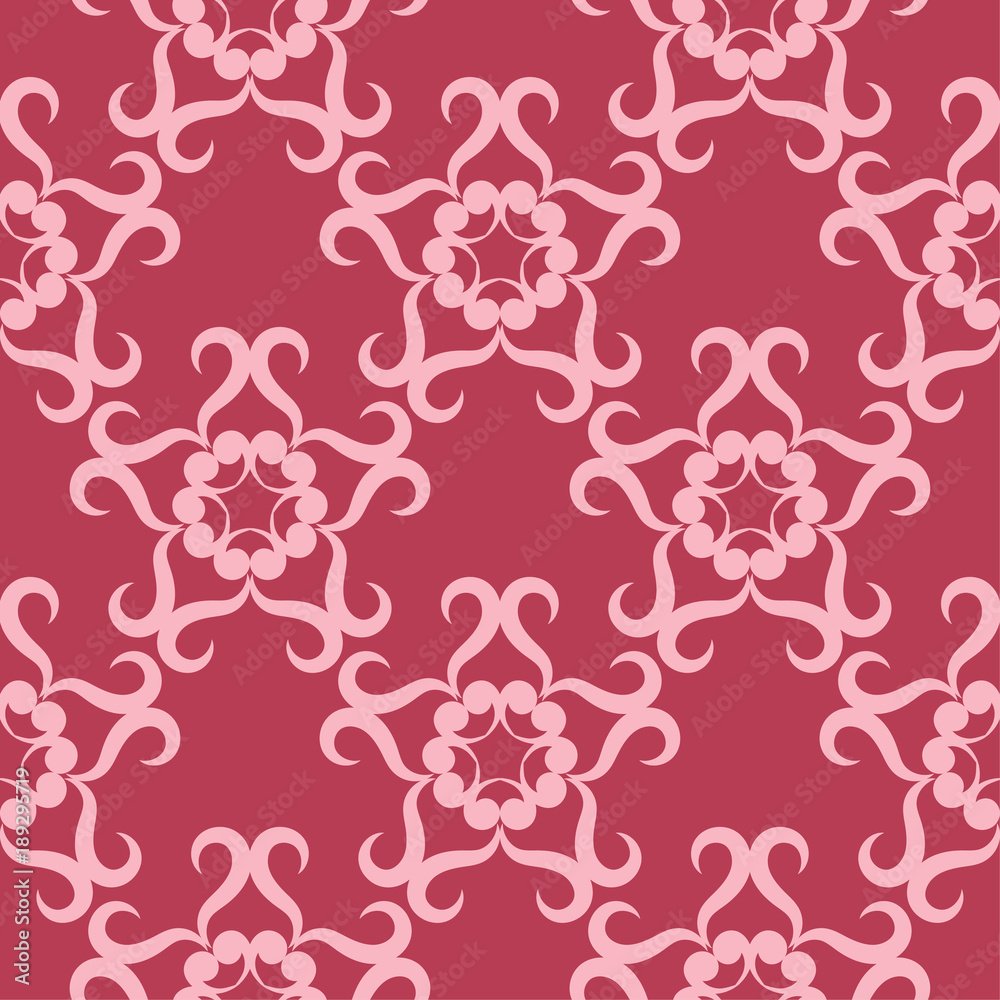 Floral seamless design on red background