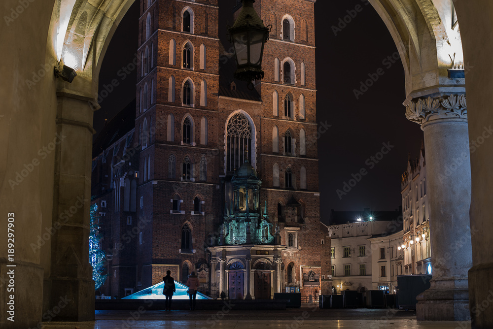 Fototapeta premium a church in the main place in the night