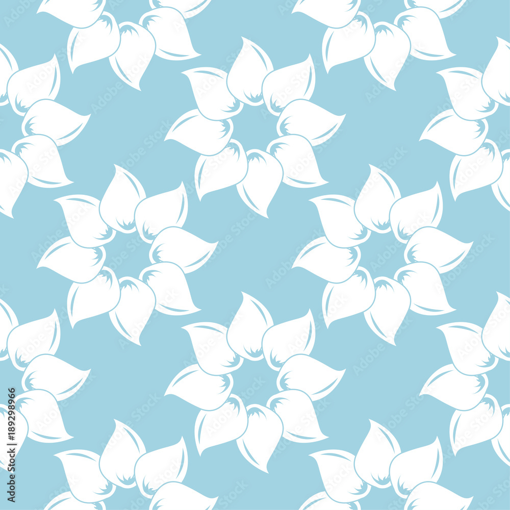 White floral seamless pattern on blue background White floral seamless pattern on blue background