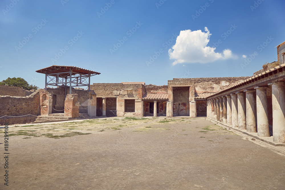 Central courtyard in Stabian Baths Pompeii, Italy