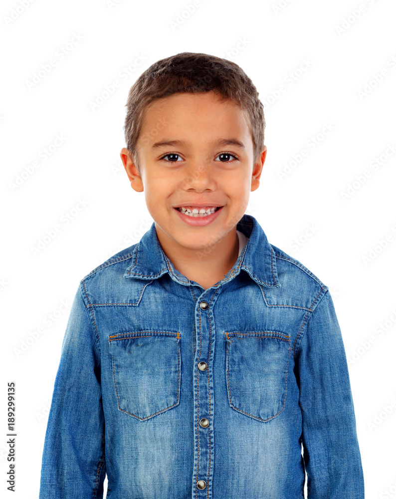 Funny small child with denim t-shirt Funny small child with denim t-shirt
