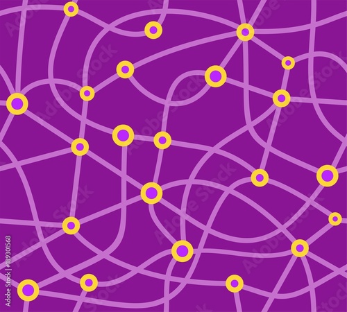 Map, scheme, seamless pattern, purple, vector. The metro map. A network of roads and settlements. Vector picture. Purple flat background. Abstract background.  