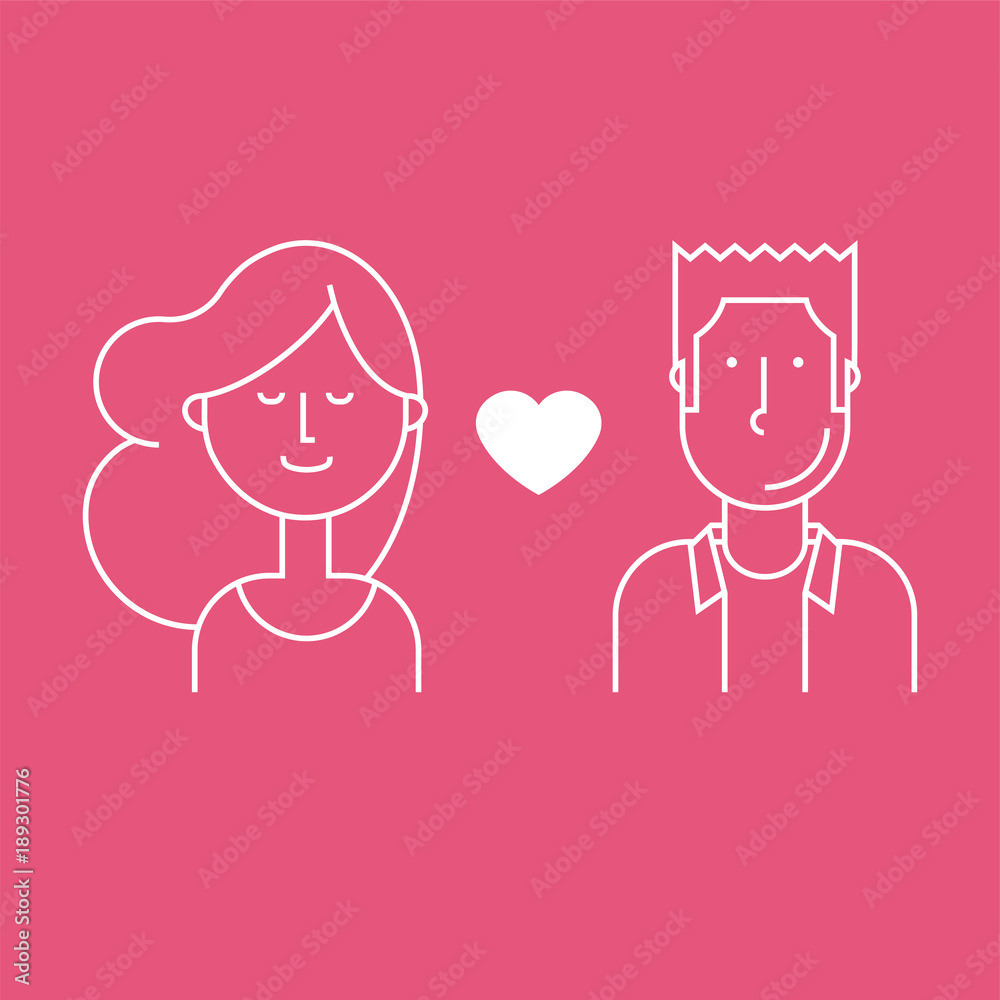 Linear avatars of lovers girl and guy Linear avatars of lovers girl and guy