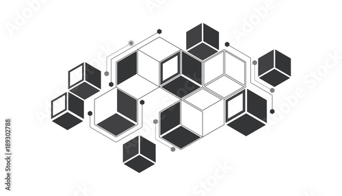
Geometric abstraction, hexagonal elements, background