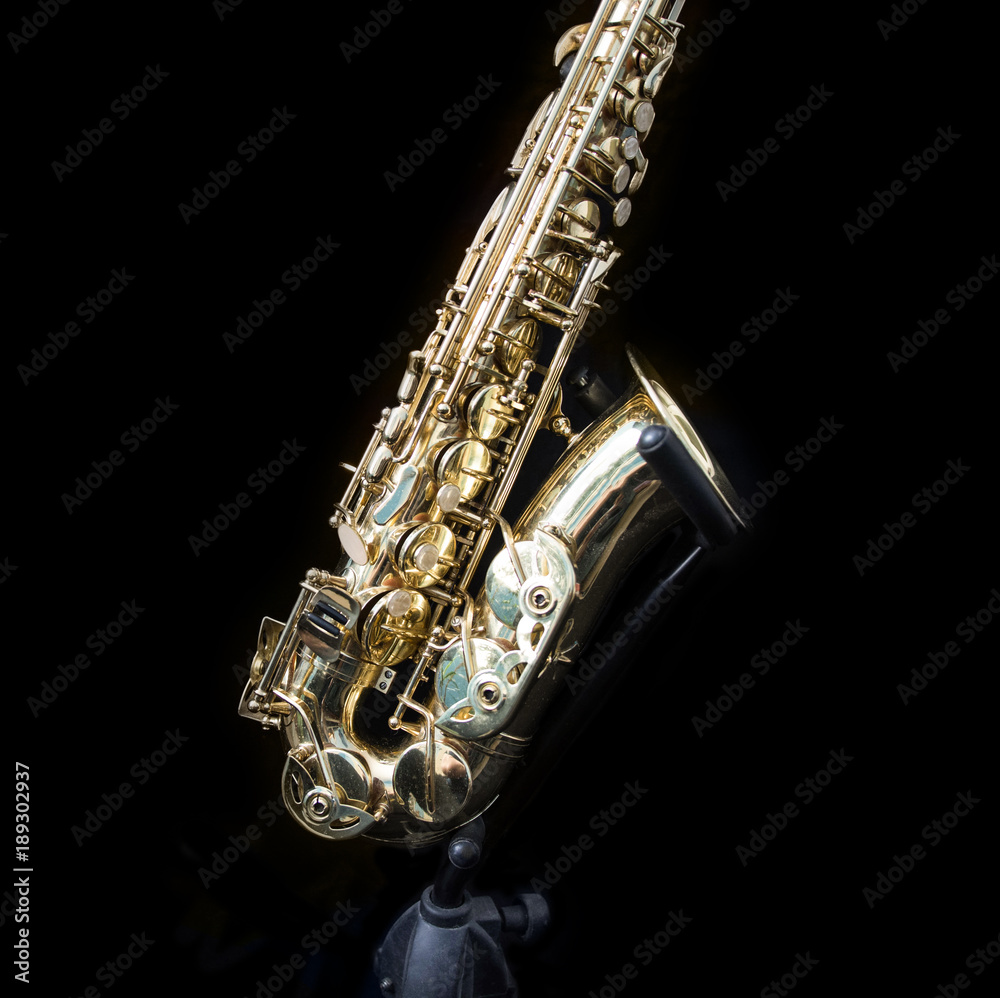 Obraz premium Close up of a golden saxophone