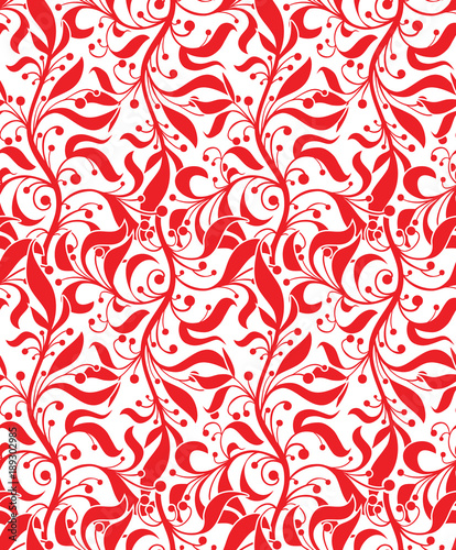 Red Floral Seamless Pattern