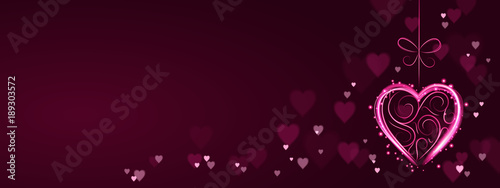 Neon Pink Heart Banner Card