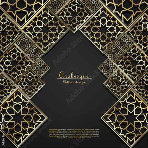 Arabesque gold pattern background template vector