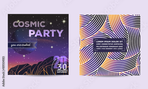 Party invitation poster. Flyer template design with geometric background.