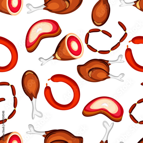 Illustration of Red Meat, Steak and sausages