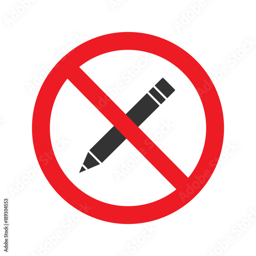 Forbidden sign with pencil glyph icon