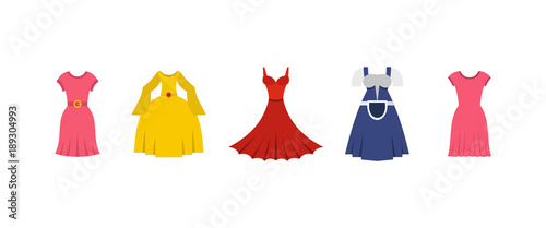 Dress icon set, flat style