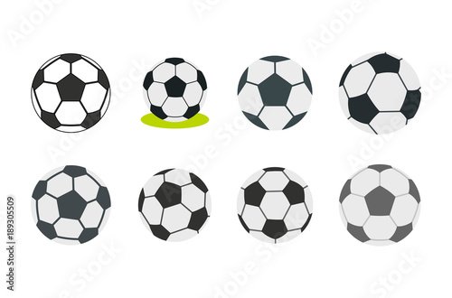 Soccer ball icon set  flat style