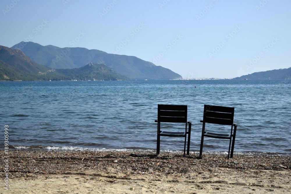 Chairs on the beach.Marmaris. Turkey Chairs on the beach.Marmaris. Turkey