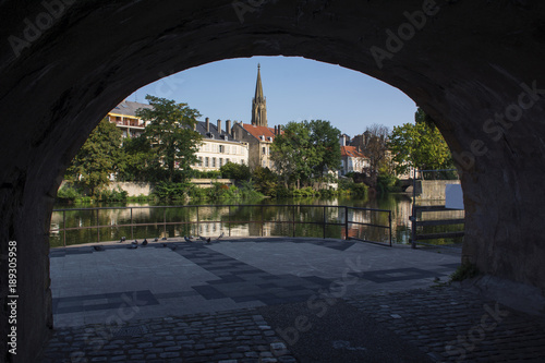 Scenic landscape in the city of Metz in the summer day in France