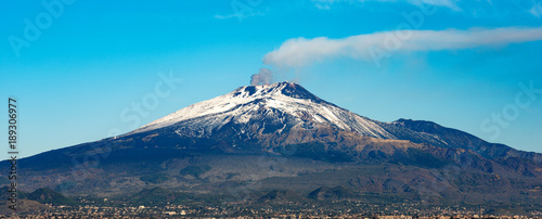 Mount Etna Volcano and Catania city - Sicily island Italy