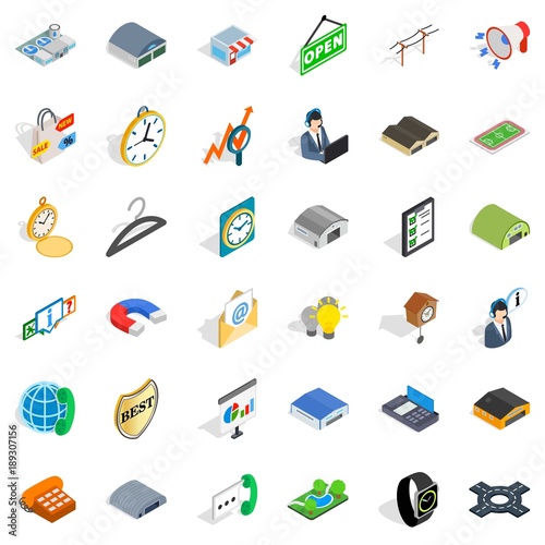 Procurement icons set, isometric style