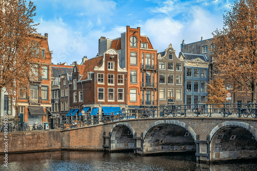 Traditional old buildings in Amsterdam.