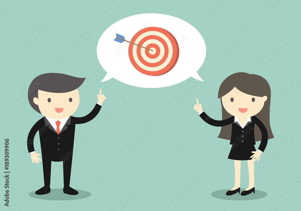 Business concept, Two bosses are talking about target. Vector illustration. Business concept, Two bosses are talking about target. Vector illustration.