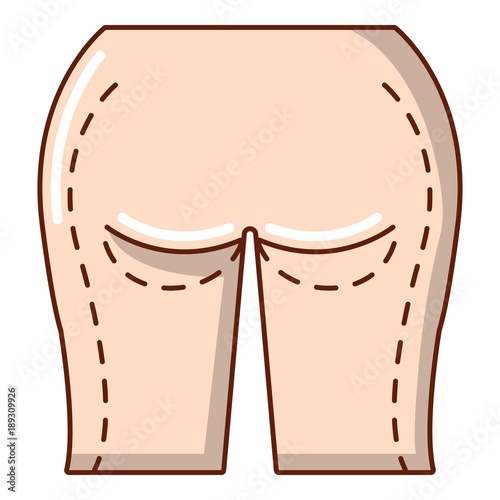 Buttocks liposuction icon, cartoon style.