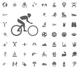 Cycling icon. Sport illustration vector set icons. Set of 48 sport icons.