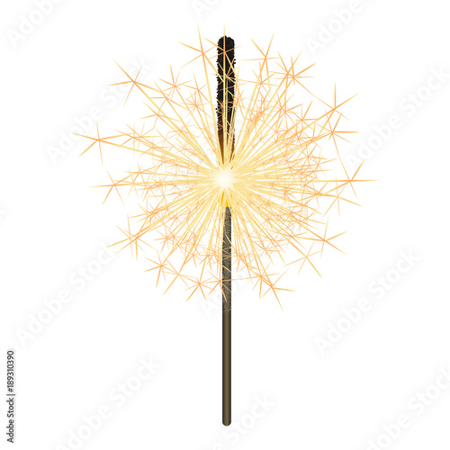 Realistic vector sparkler isolated on white background