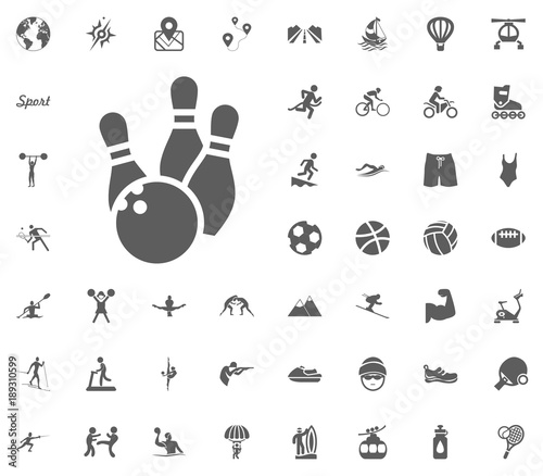 Bowling icon. Sport illustration vector set icons. Set of 48 sport icons. photo