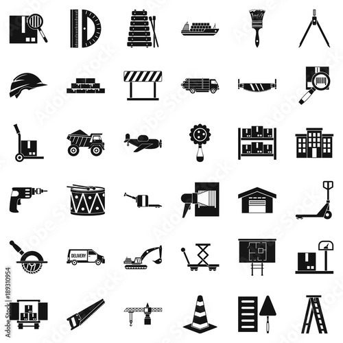 Shipping land icons set, simple style