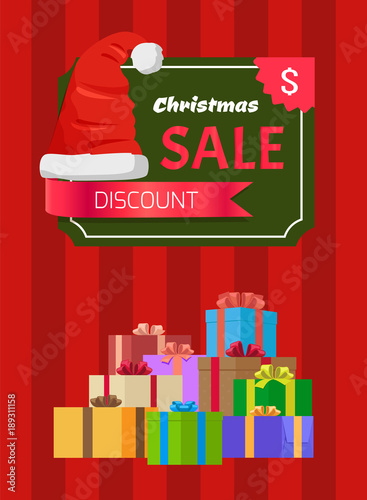 Discount Christmas Sale Poster Santa Claus Hat Box