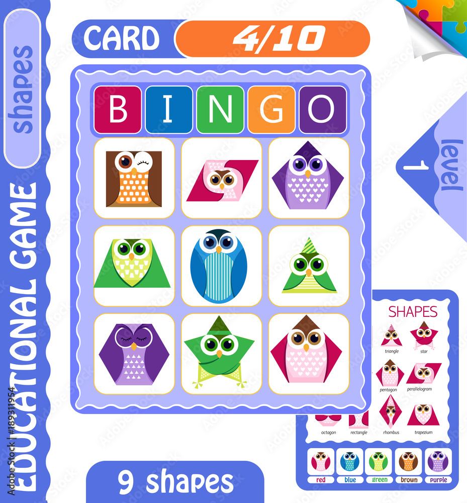 level Bingo shapes owls 4 level Bingo shapes owls 4