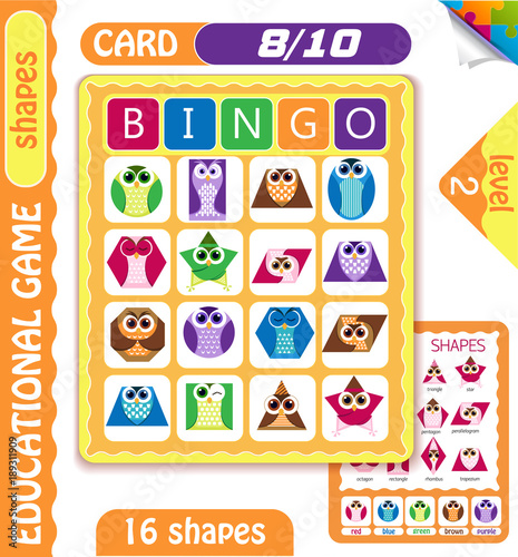 owls  Bingo level shapes 8