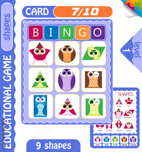 level Bingo shapes owls 7