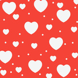 Retro abstract heart seamless pattern. Vector illustration for romantic design. White hearts on red background