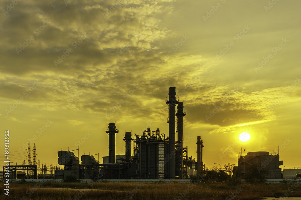 Petrochemical plant at sunset In the industrial area Eastern Thailand.