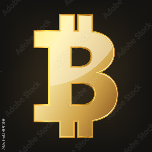 Golden Bitcoin icon. Vector illustration