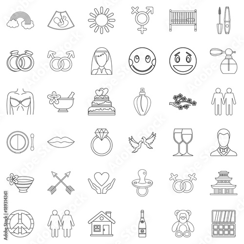 Responsiveness icons set, outline style