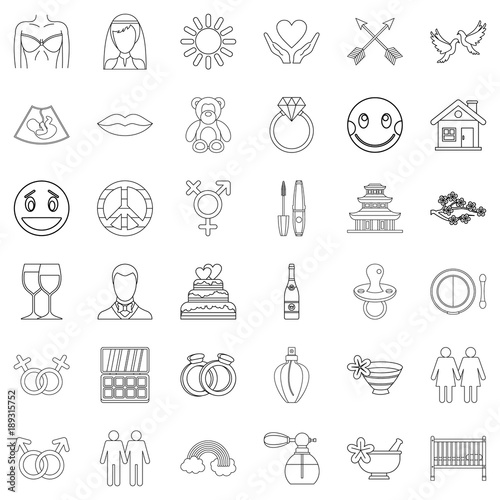 Novel icons set  outline style