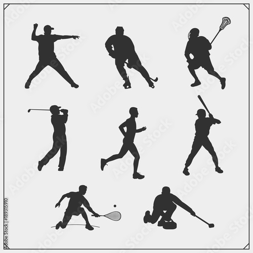 Vector set of sport players silhouettes.