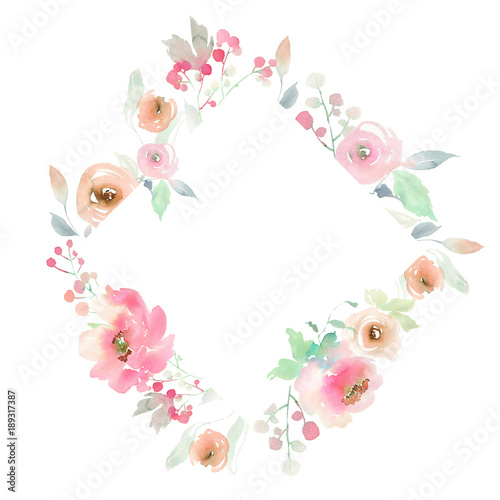 Greeting card with watercolor flowers handmade.