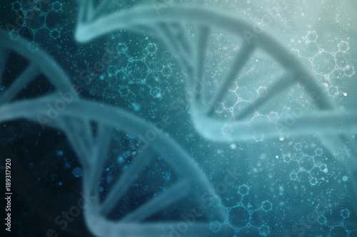 3d render of DNA structure, abstract background